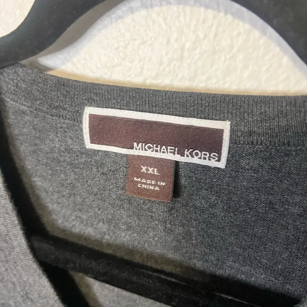 Michael Kors Charcoal Gray V-Neck Pullover Sweater Size XXL